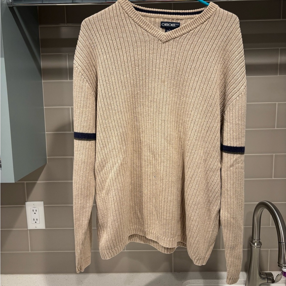 Y2K Cherokee Knit Striped Sweater V Neck Size L